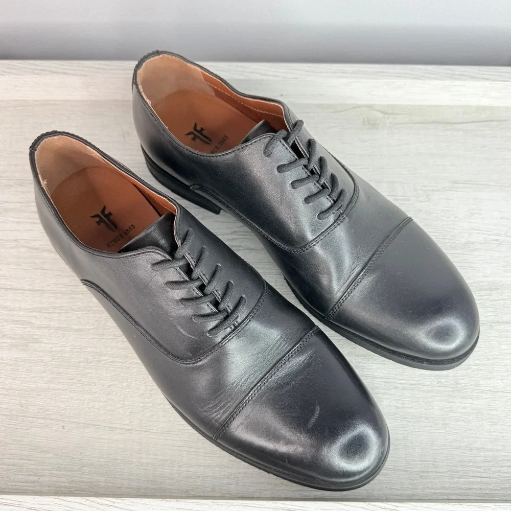 Frye Men’s Scott Cap black leather Oxford dress shoes size 7